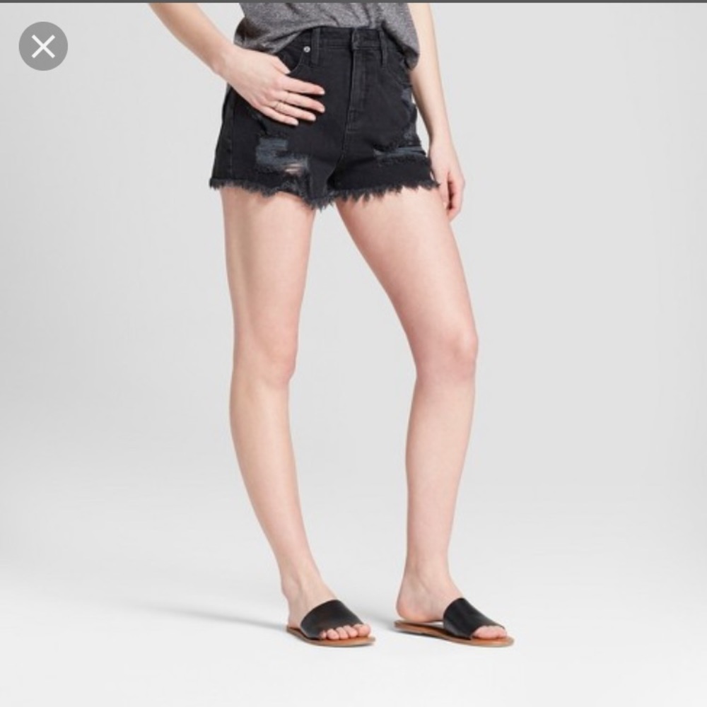 High Rise Mossimo Black Distressed Denim Shorts